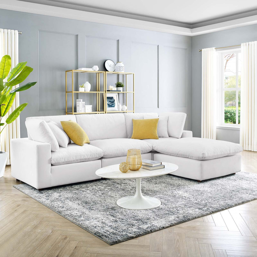 White Velvet Sectional Sofa Set Q403