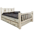 Solid Pine Wood Queen Storage Bed S7344