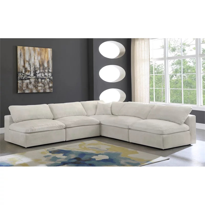 Cream Velvet Down Filled Modular Sectional Sofa D689952