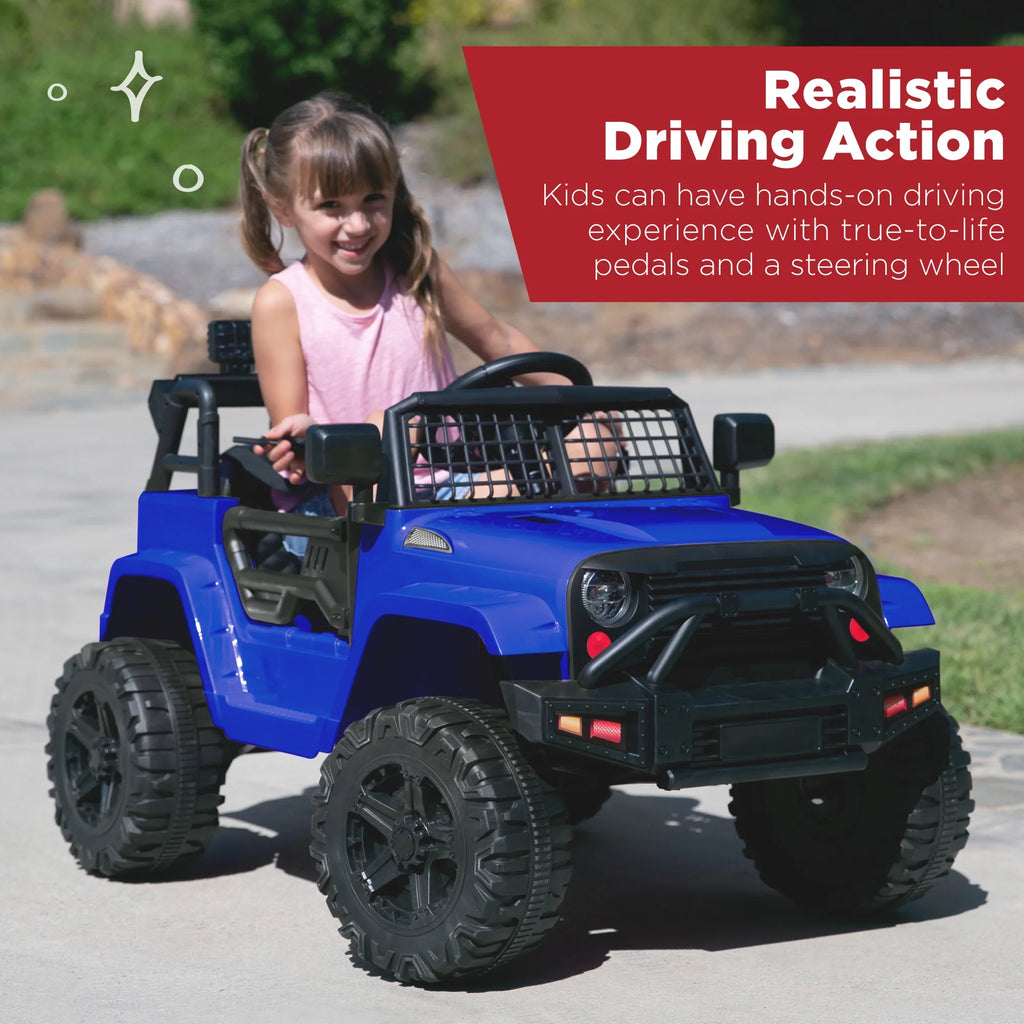 12V Kids Ride On Truck Car with Parent Remote Control, Spring Suspension, LED Lights, Black K404915