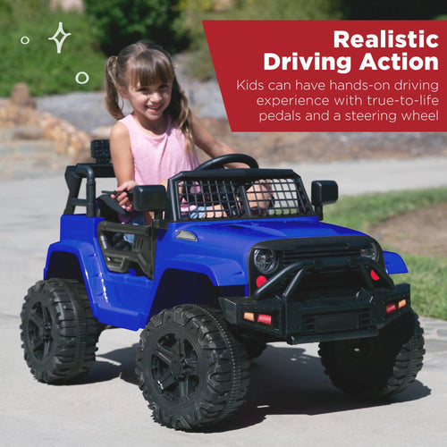 12V Kids Ride On Truck Car with Parent Remote Control, Spring Suspension, LED Lights, Black K404915