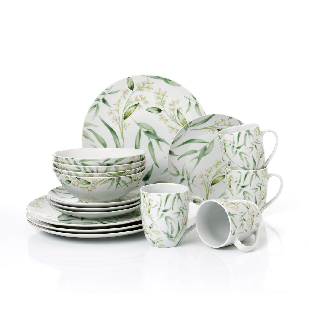 16 Pc Green Stoneware Dinnerware Set Service for 4 I512