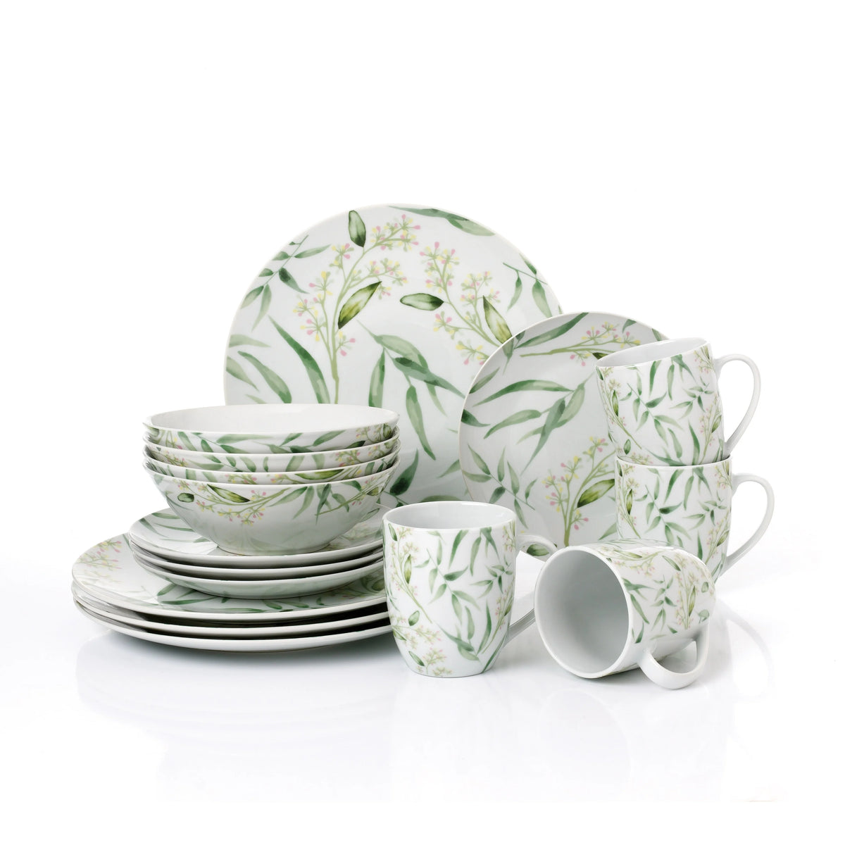 16 Pc Green Stoneware Dinnerware Set Service for 4 I512