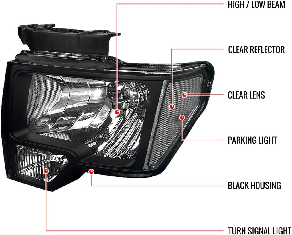 Euro Black Headlights Pair U913