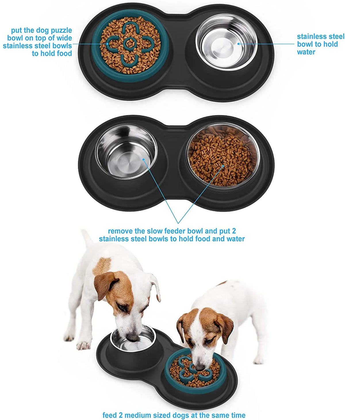 27oz Stainless Steel Slow Feeder Dog Bowl Q4786