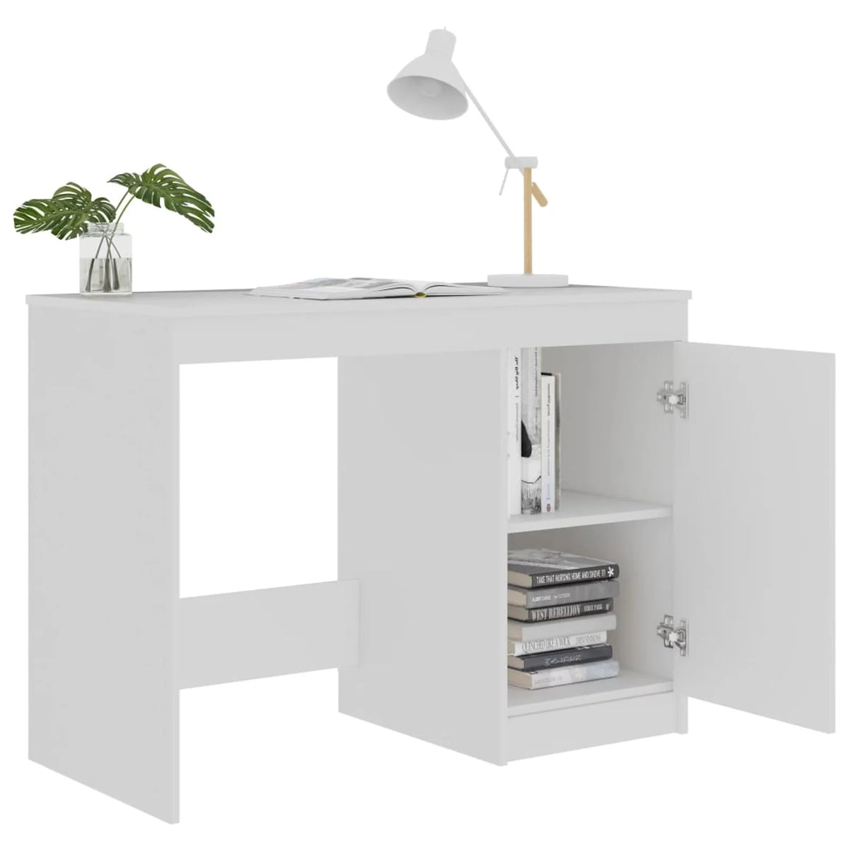 White Computer Desk with Storage Cabinet N16601
