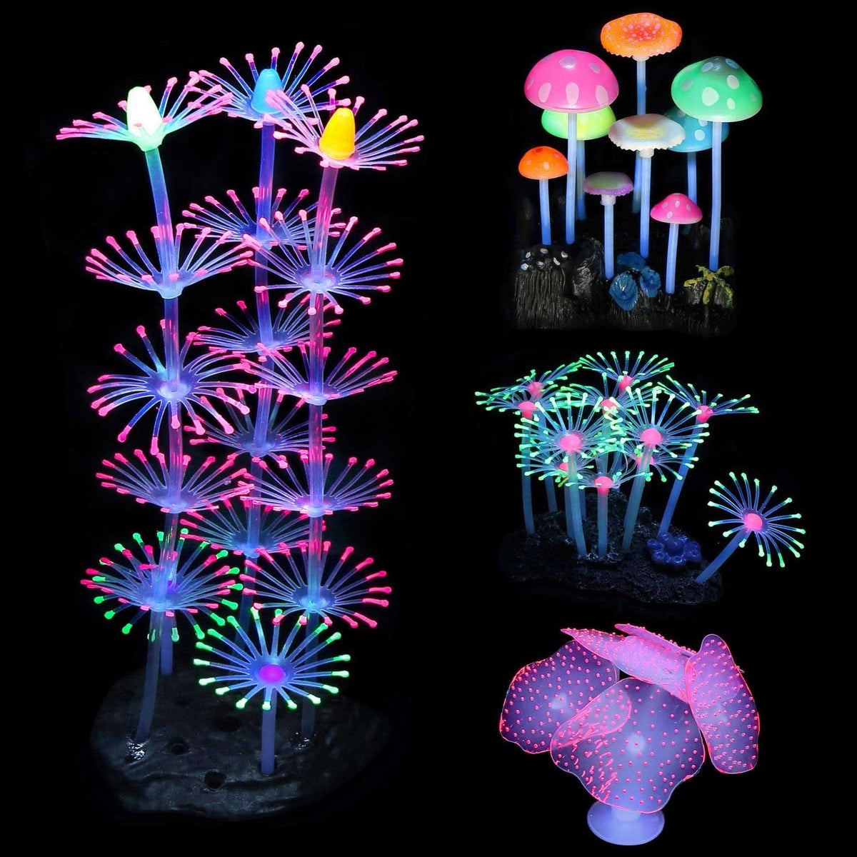 4 Pack Glow Silicone Aquarium Decorations D845650