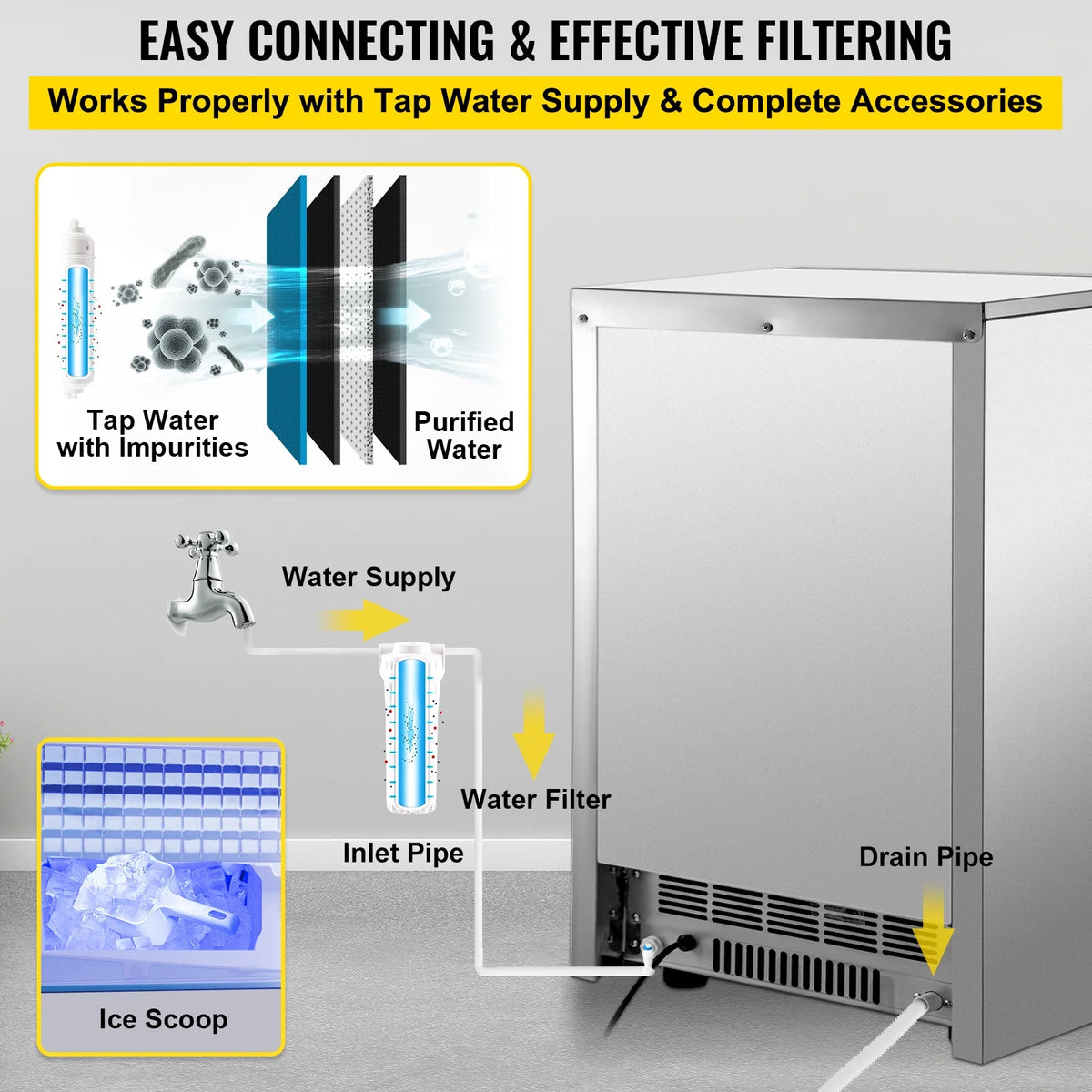 Commercial Ice Maker 120 lbs/24h Stainless Steel M745741