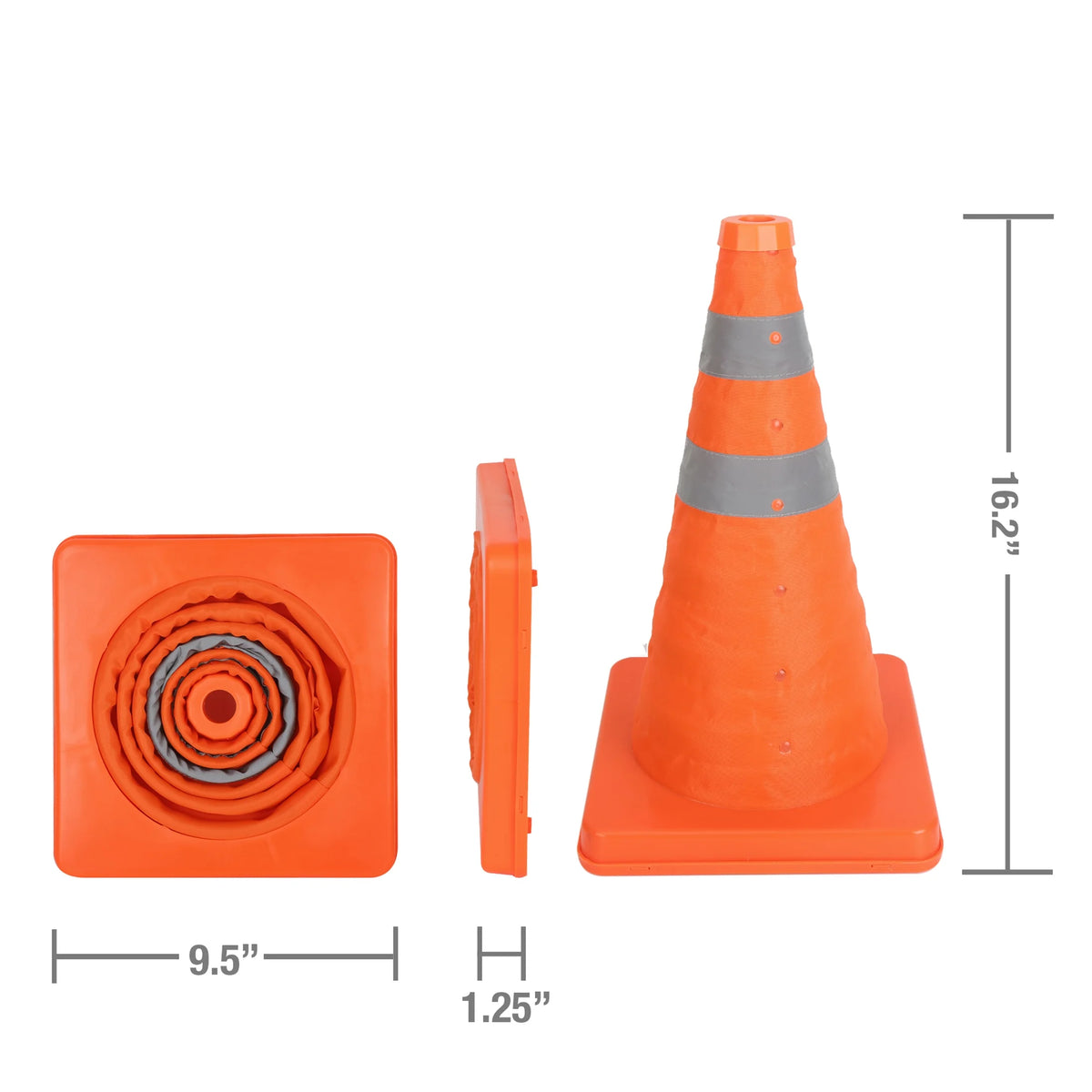 Collapsible Reflective Emergency Safety Cone 3 Pack Plastic A44251