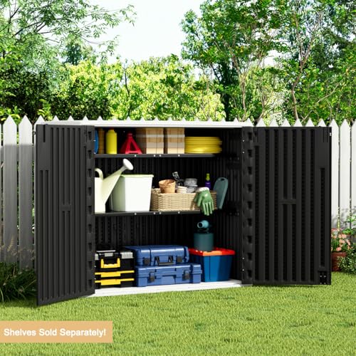 57 Cu.ft Brown Outdoor Vertical Storage Shed A1266