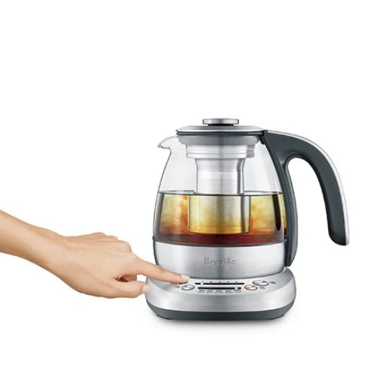 1.0L Brushed Stainless Steel and Glass Compact Kettle H785