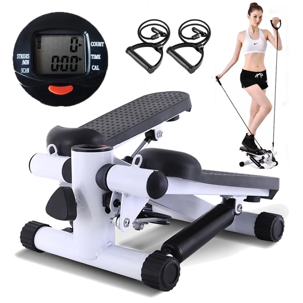 Gray Mini Stepper Air Stair Climber Exercise Machine with Resistance Band C8891