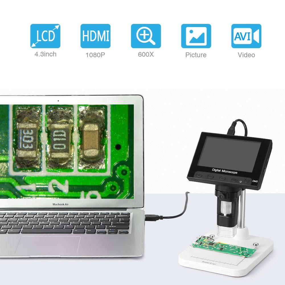 4.3 inch Full Color LCD Digital USB Microscope with 10x-600x Magnification L6202