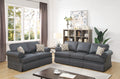 Charcoal Glossy Polyfiber 2pcs Sofa Set O33559