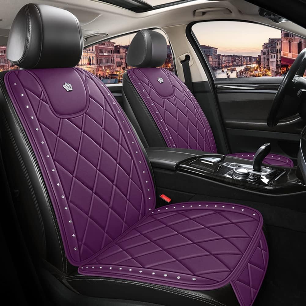 Violet PU Rhinestone Car Seat Covers Pack of 2 T64927