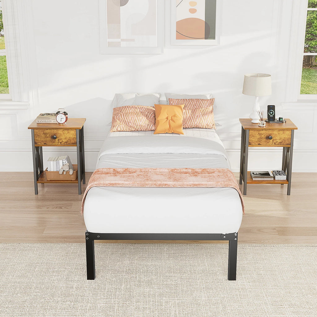 Full Size Heavy Duty Platform Bed Frame with Underbed Storage K398