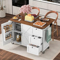White Kitchen Island with Drop Leaf and Drawer F3683