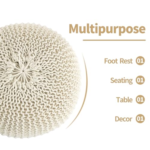 Navy Blue 100% Cotton Handmade Knitted Ottoman Pouf Cover H712