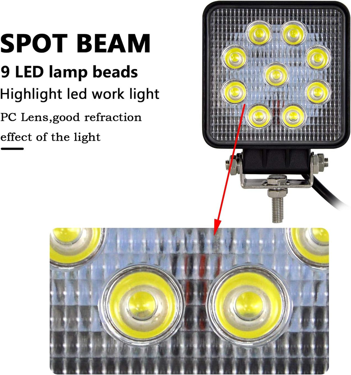 10 Pcs 4 inch 27W Flood LED Work Light Bar X59968