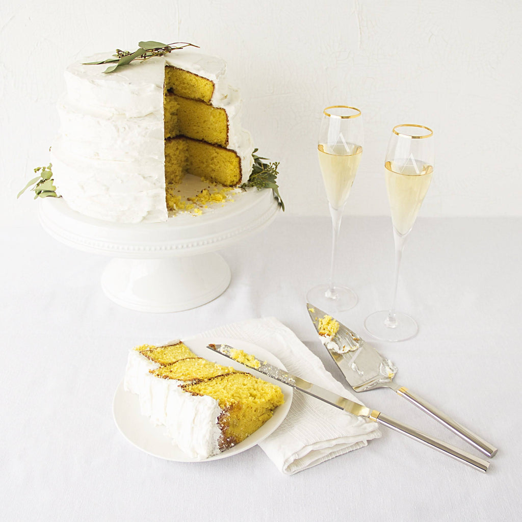 Gold Champagne Flutes and Cake Serving Set P2161