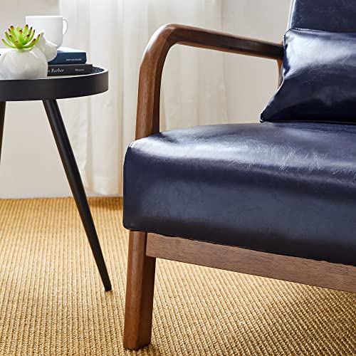 Black PU Leather Accent Armchair with Wood Frame O95413