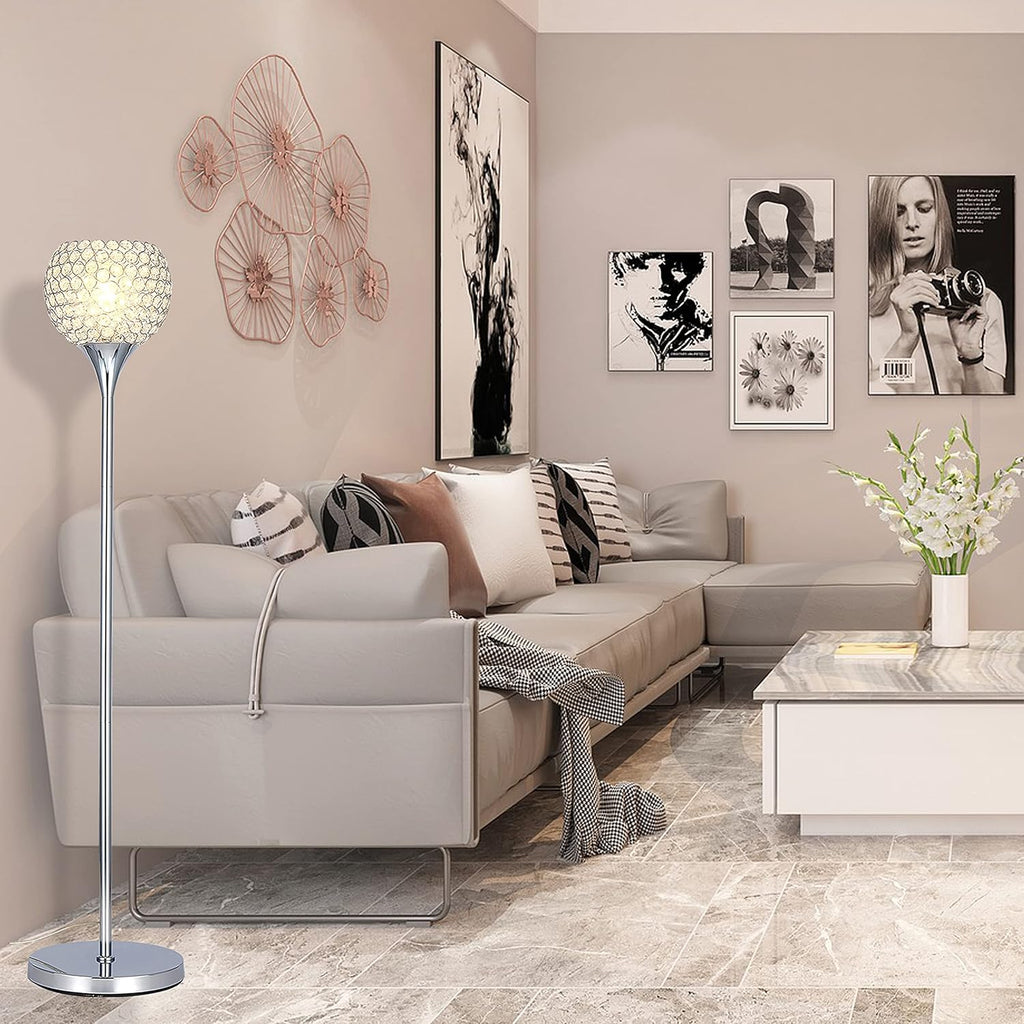 Crystal 1-Light Chrome Finish Floor Lamp with LED Bulb X820374