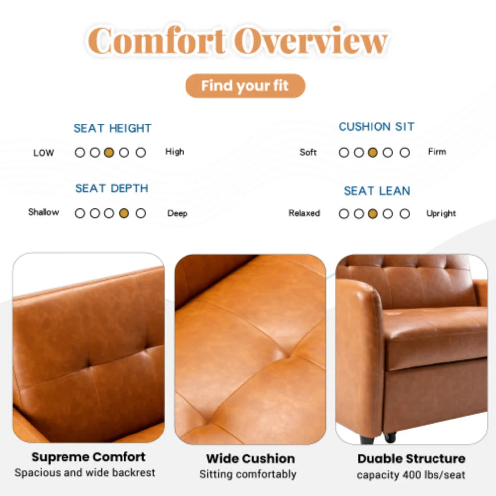 51" Convertible Sleeper Bed, Adjustable Oversized Armchair with Dual USB Ports S40146