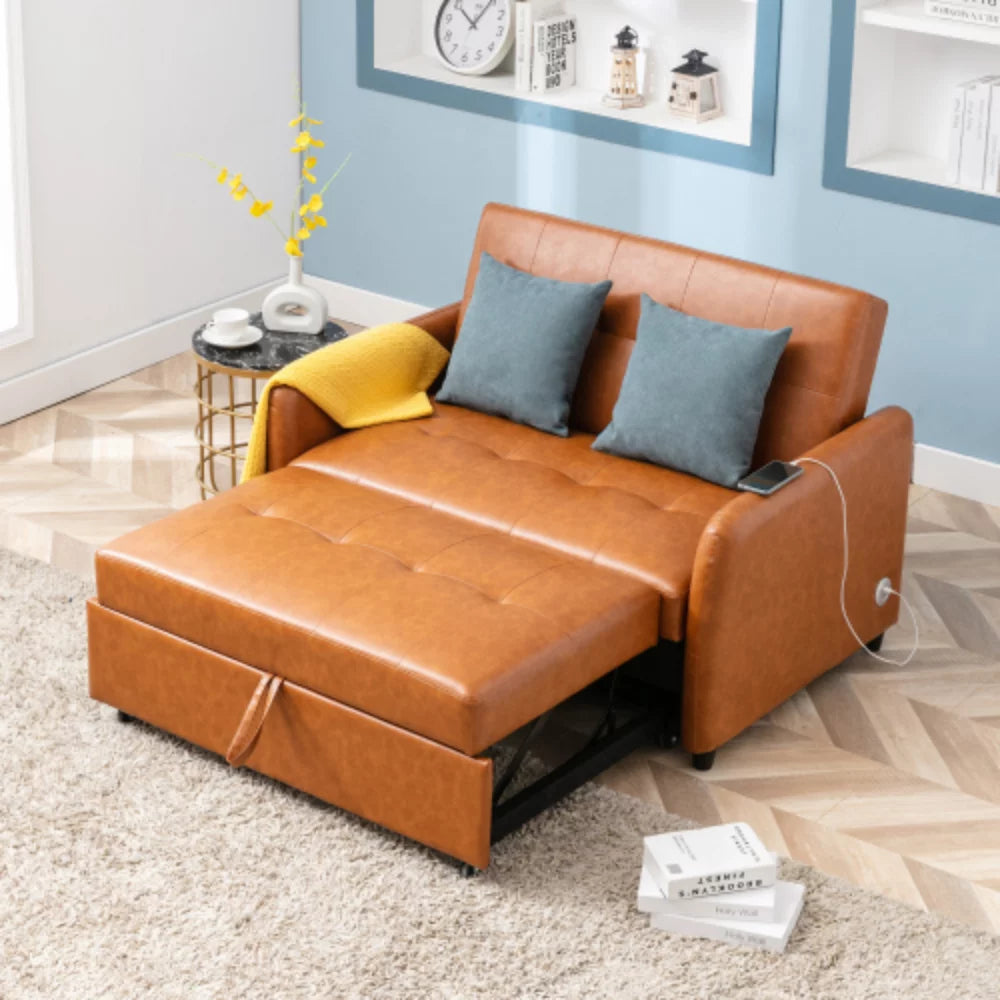 51" Convertible Sleeper Bed, Adjustable Oversized Armchair with Dual USB Ports S40146