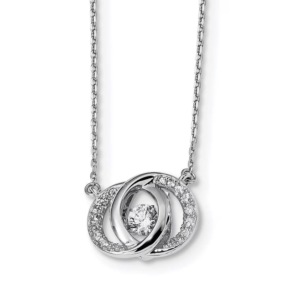 Sterling Silver Platinum-plated Swarovski Cubic Zirconia Necklace with Two 1-inch Extension U6516