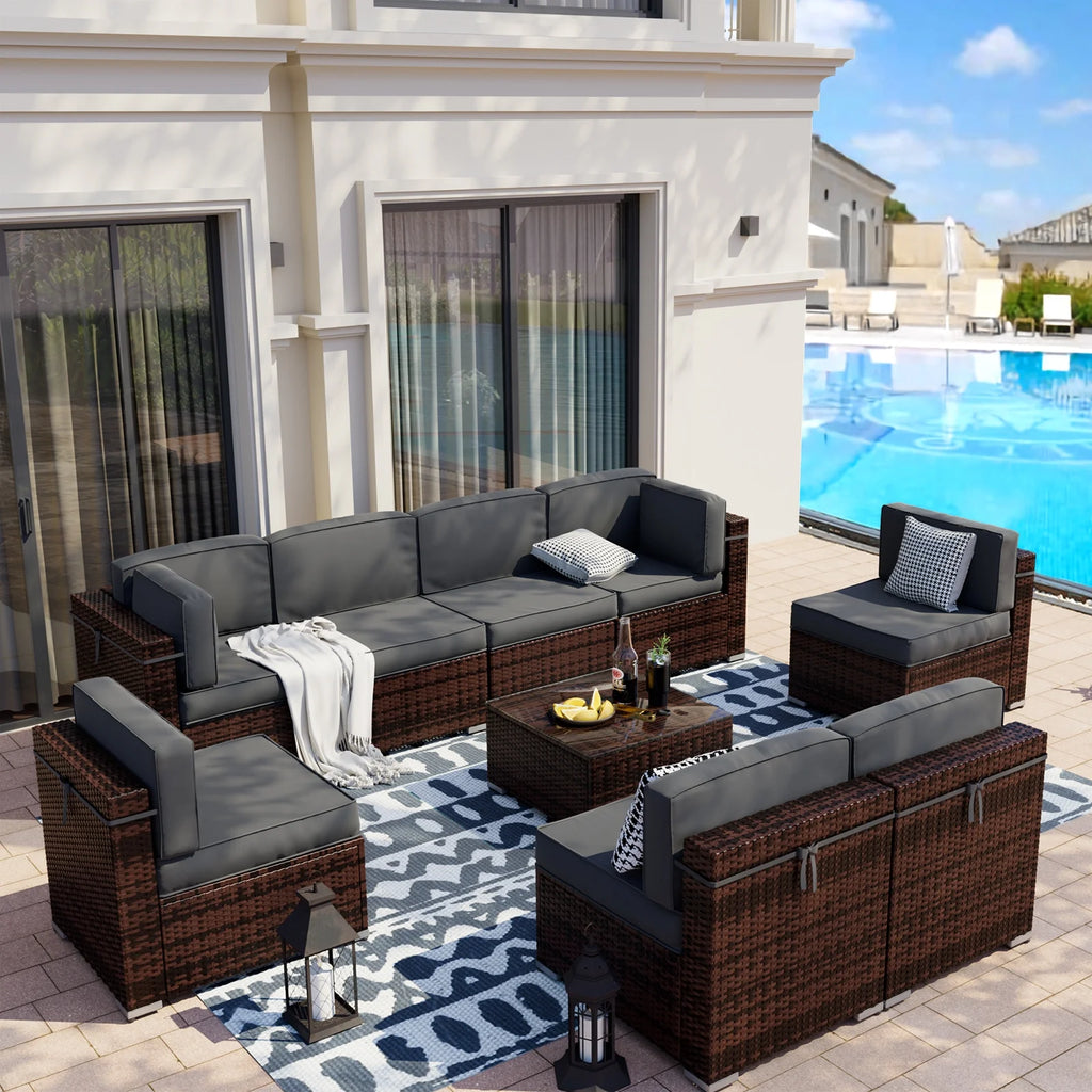 Modular Rattan Wicker 5PCS Patio Sofa Set W5340