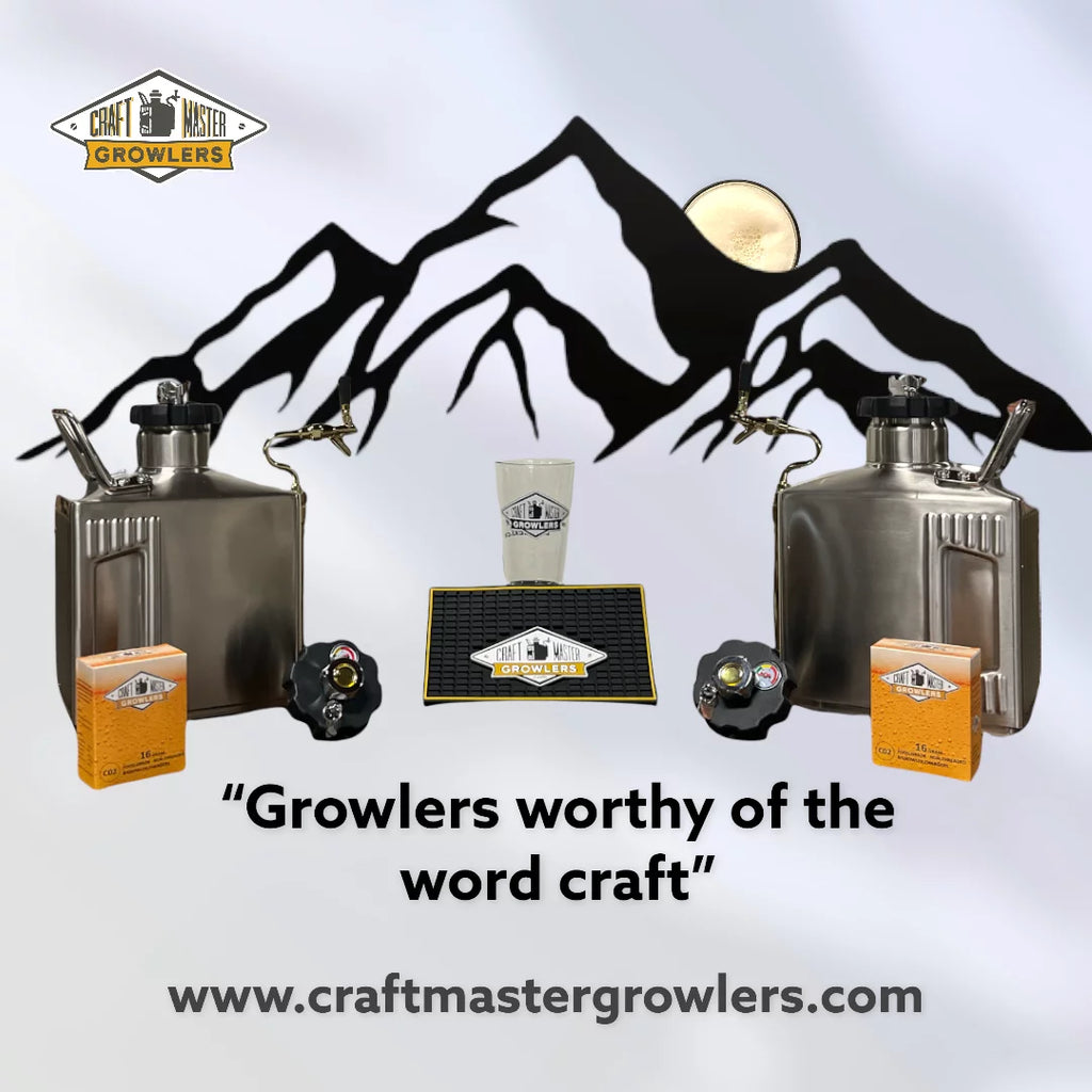 128 oz Brushed Polish Pressurized Growler with Cap and Tap U150