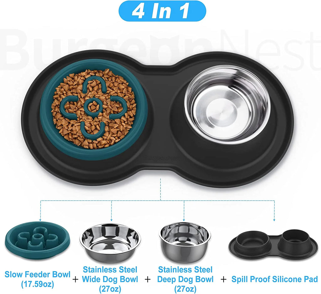 27oz Stainless Steel Slow Feeder Dog Bowl Q4786
