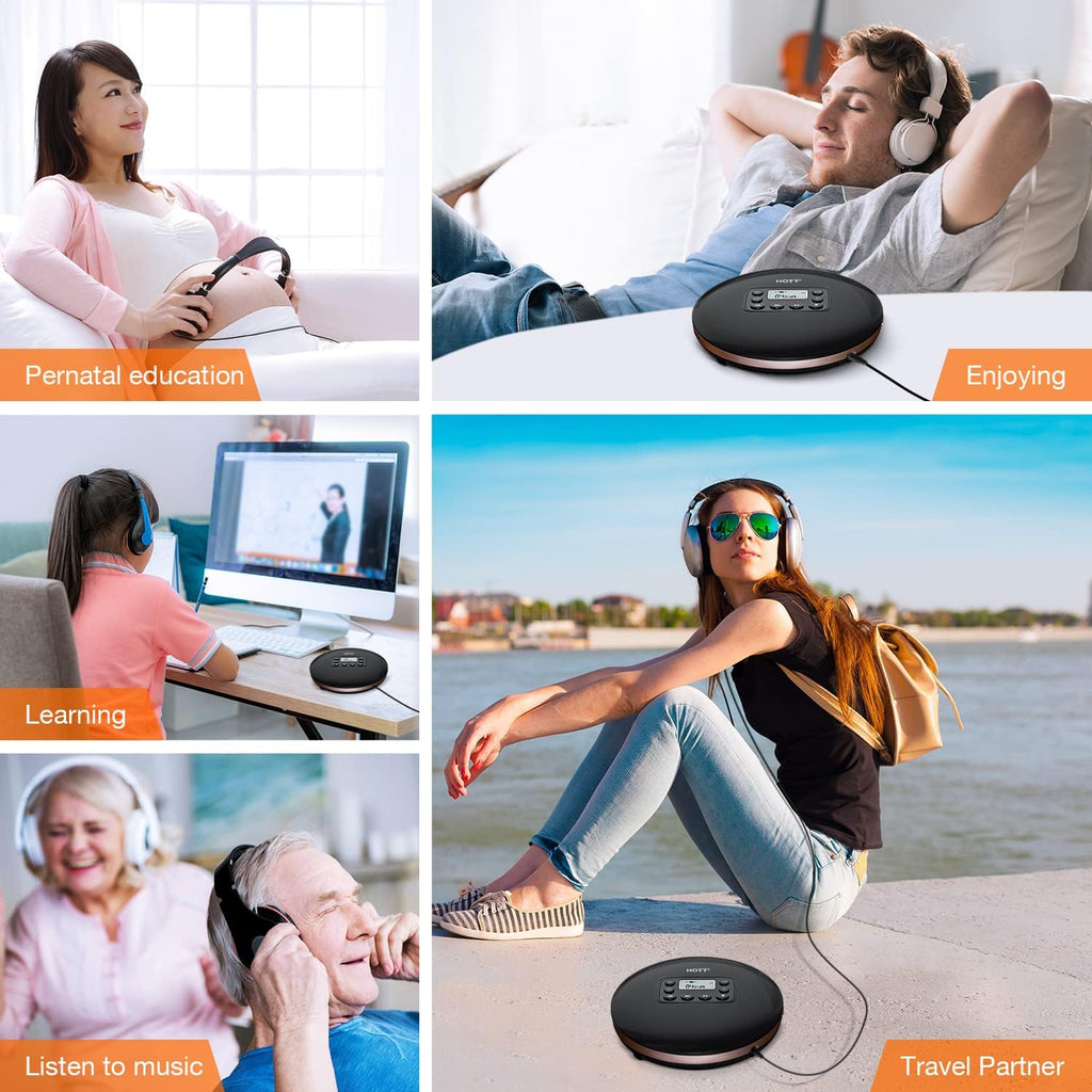 Bluetooth Portable CD Player with Stereo Headphones K348819
