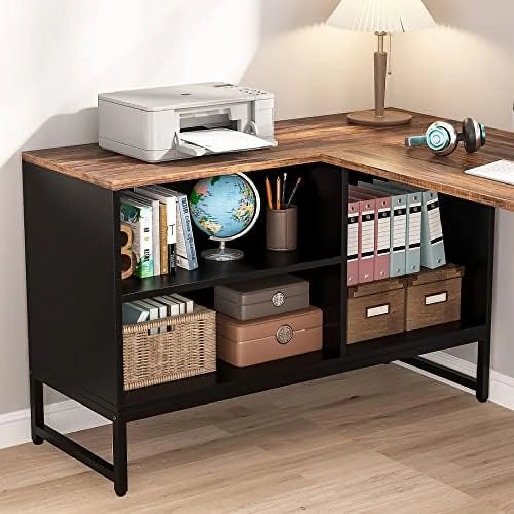 59 inch Reversible L Shaped Desk with File Cabinet D2441