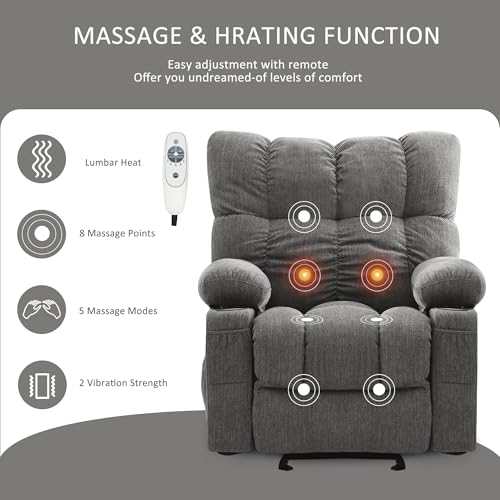 Grey Vibration Massage Heat Recliner Sofa P80331