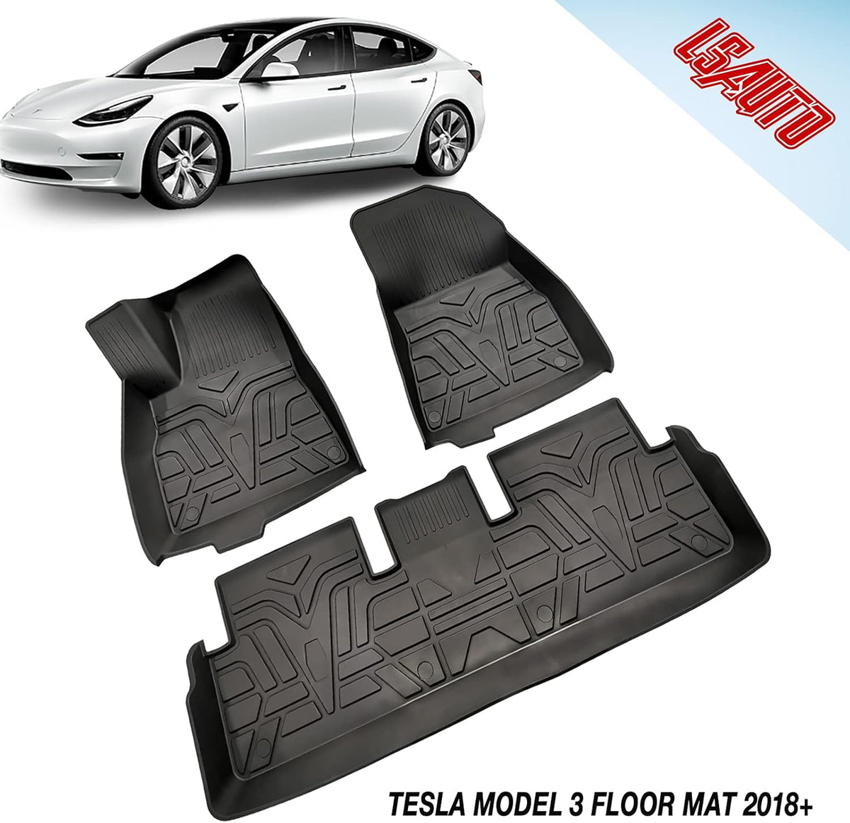 3D TPE All Weather Floor Liners 1st and 2nd Row Black R665
