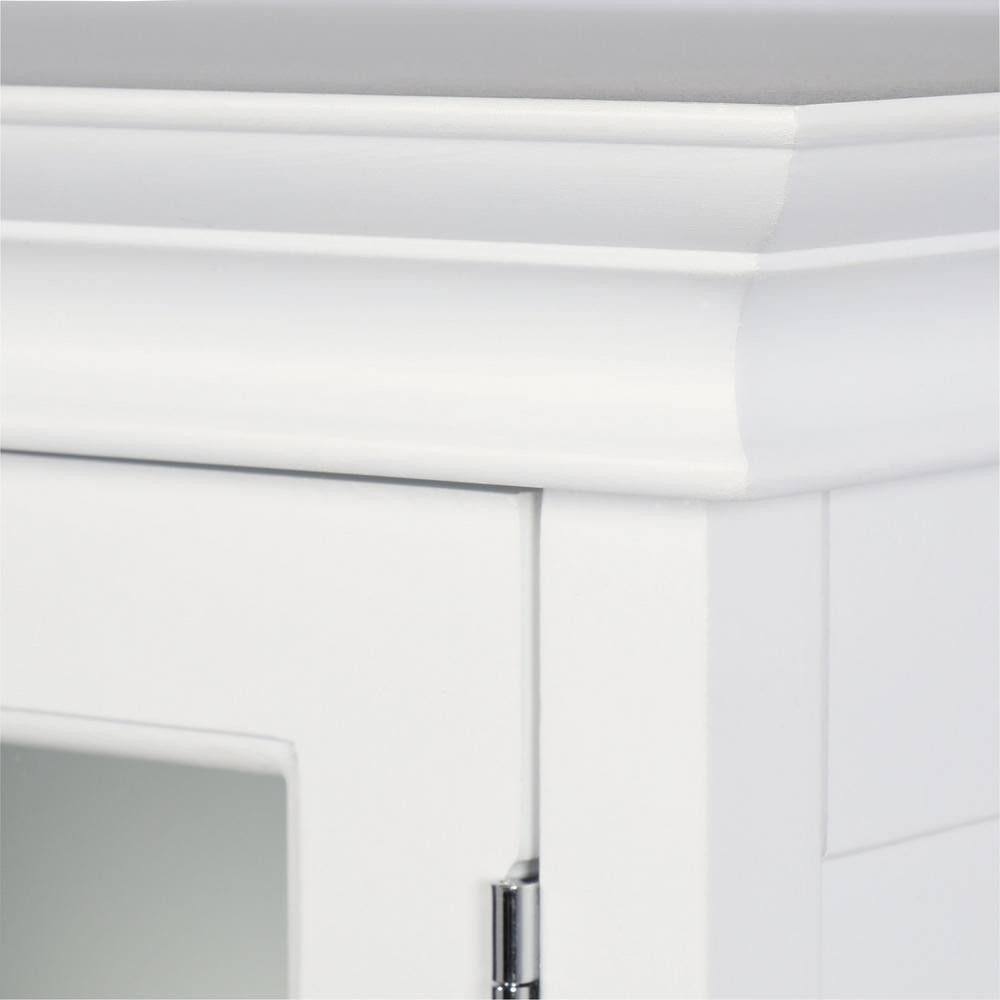 White Bathroom Linen Cabinet Drawer Storage Shelves Z912908