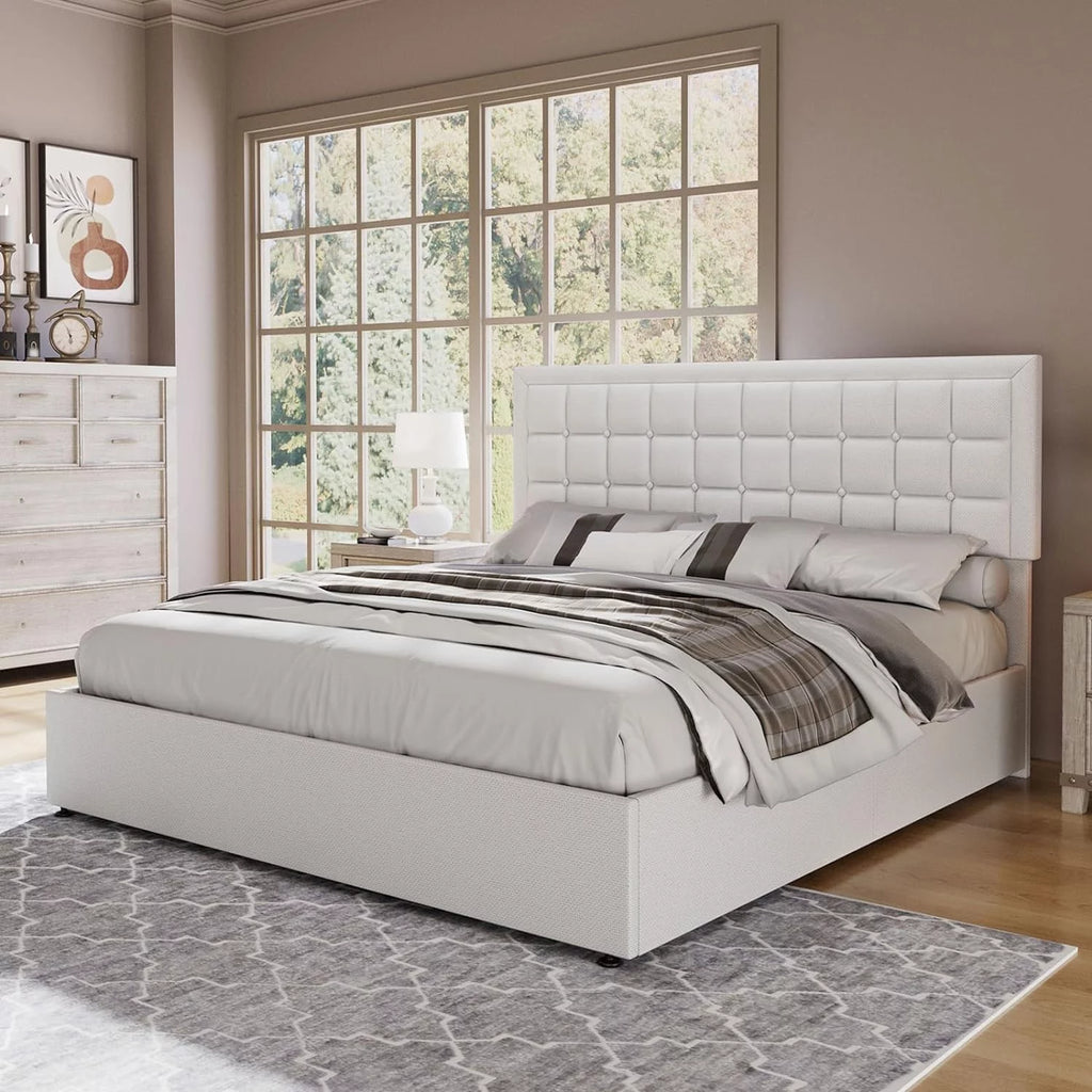 King Size Lift Up Storage Upholstered Platform Bed Frame S396219