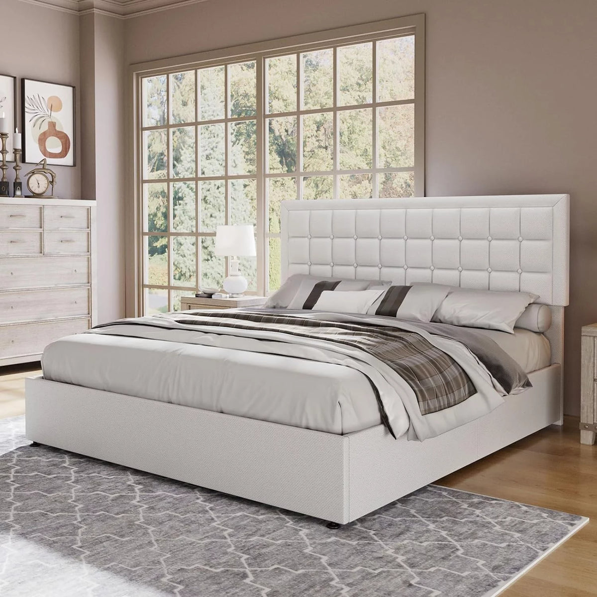 King Size Lift Up Storage Upholstered Platform Bed Frame S396219