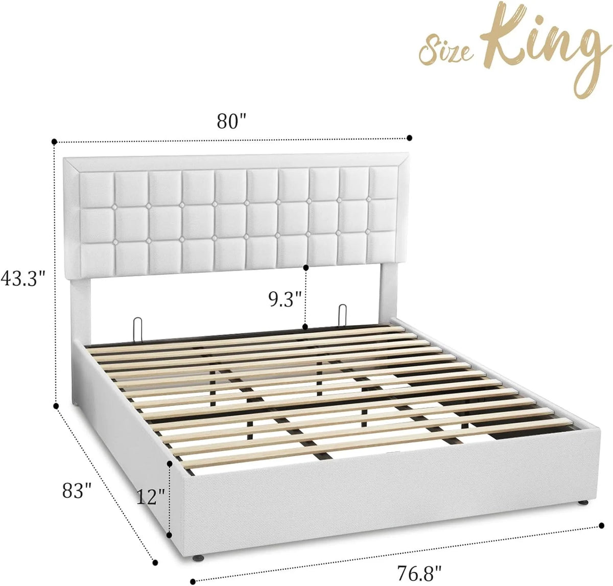 King Size Lift Up Storage Upholstered Platform Bed Frame S396219