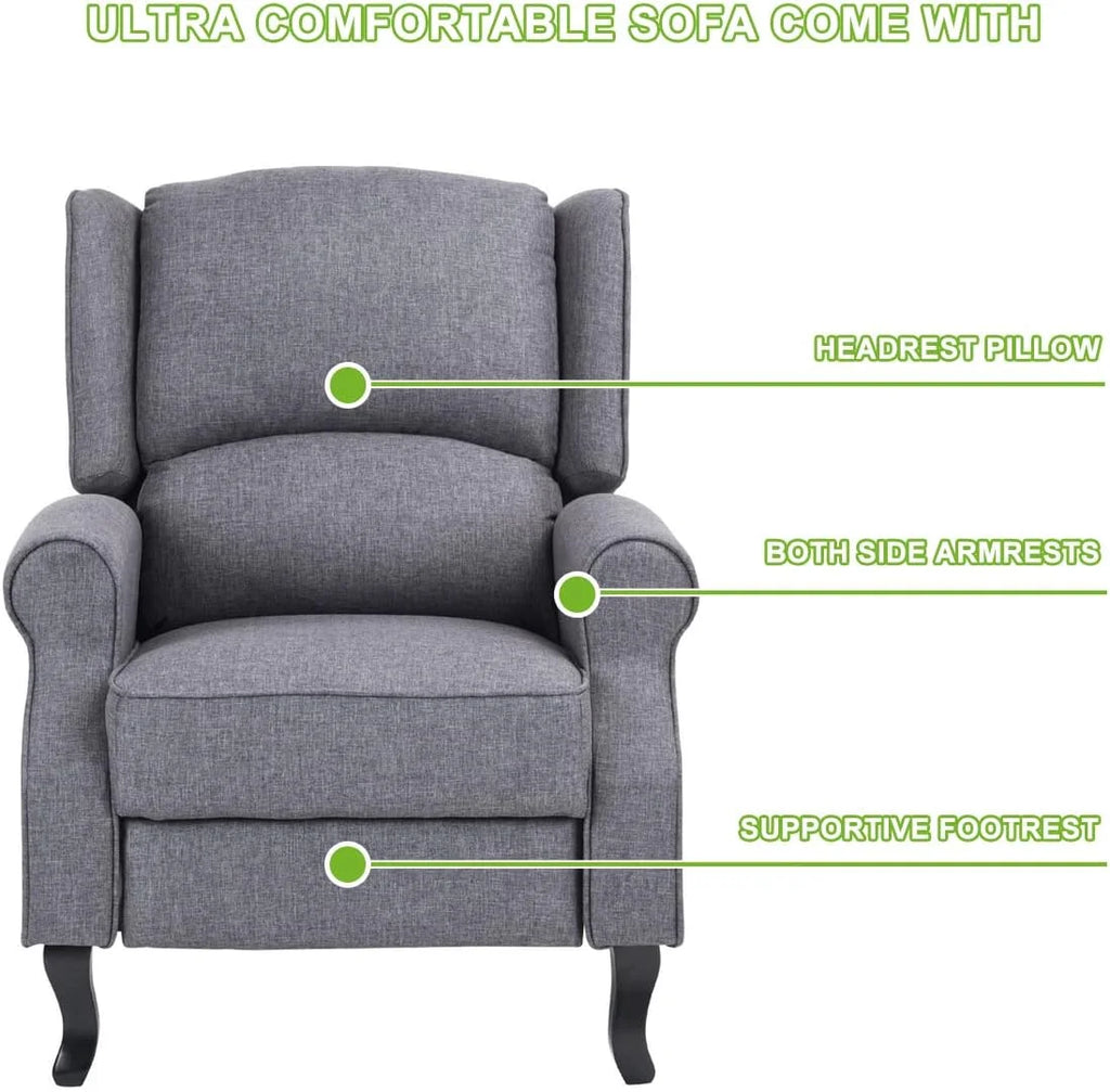Gray Fabric Manual Push Back Recliner Sofa E485859