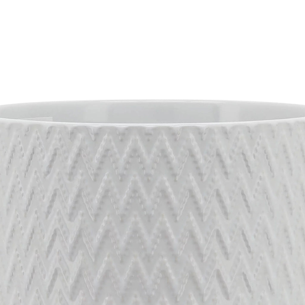 White Ceramic Chevron Planter With Stand P67399
