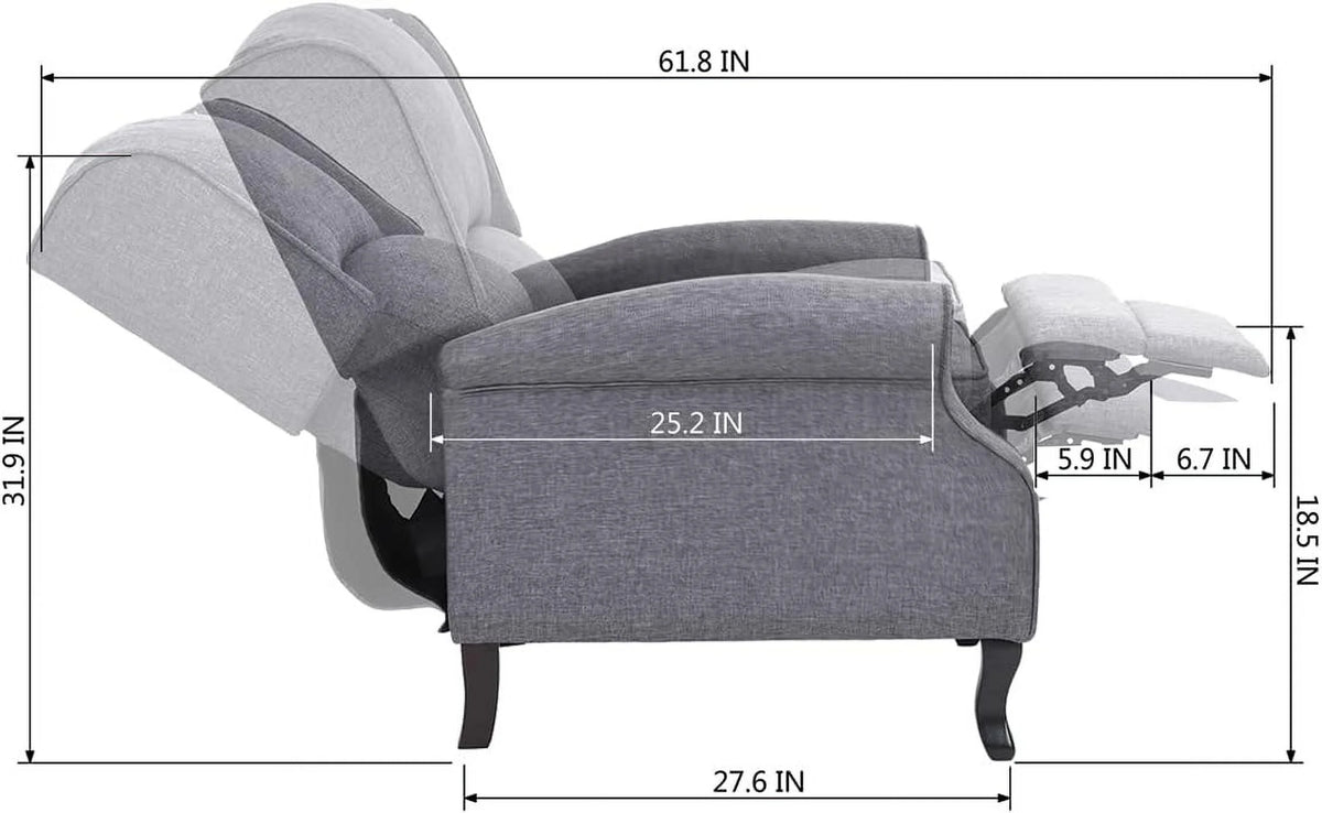 Gray Fabric Manual Push Back Recliner Sofa E485859