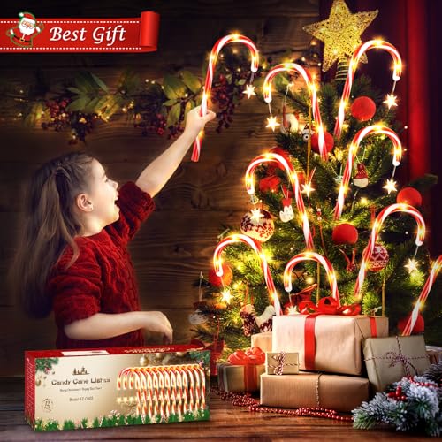 12 Pack Solar Candy Cane Lights with 10 Modes and 72 LED M6460