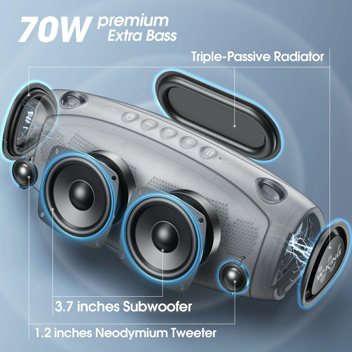 70W Bluetooth Portable Wireless Speaker with Power Bank D978807