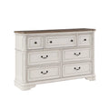 Antique White & Brown Wood Dresser with 7 Drawers V7899