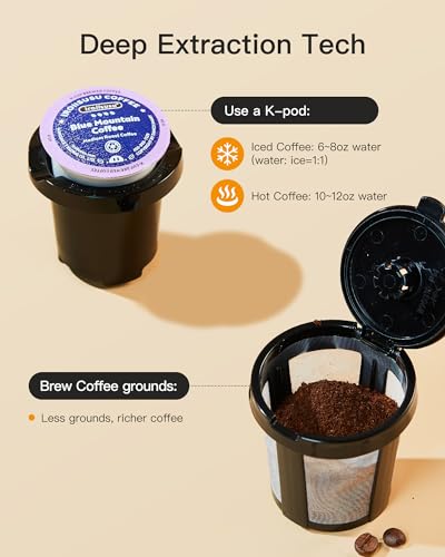 Mini Compact Single Serve Coffee Maker for K Cup and Ground T635998
