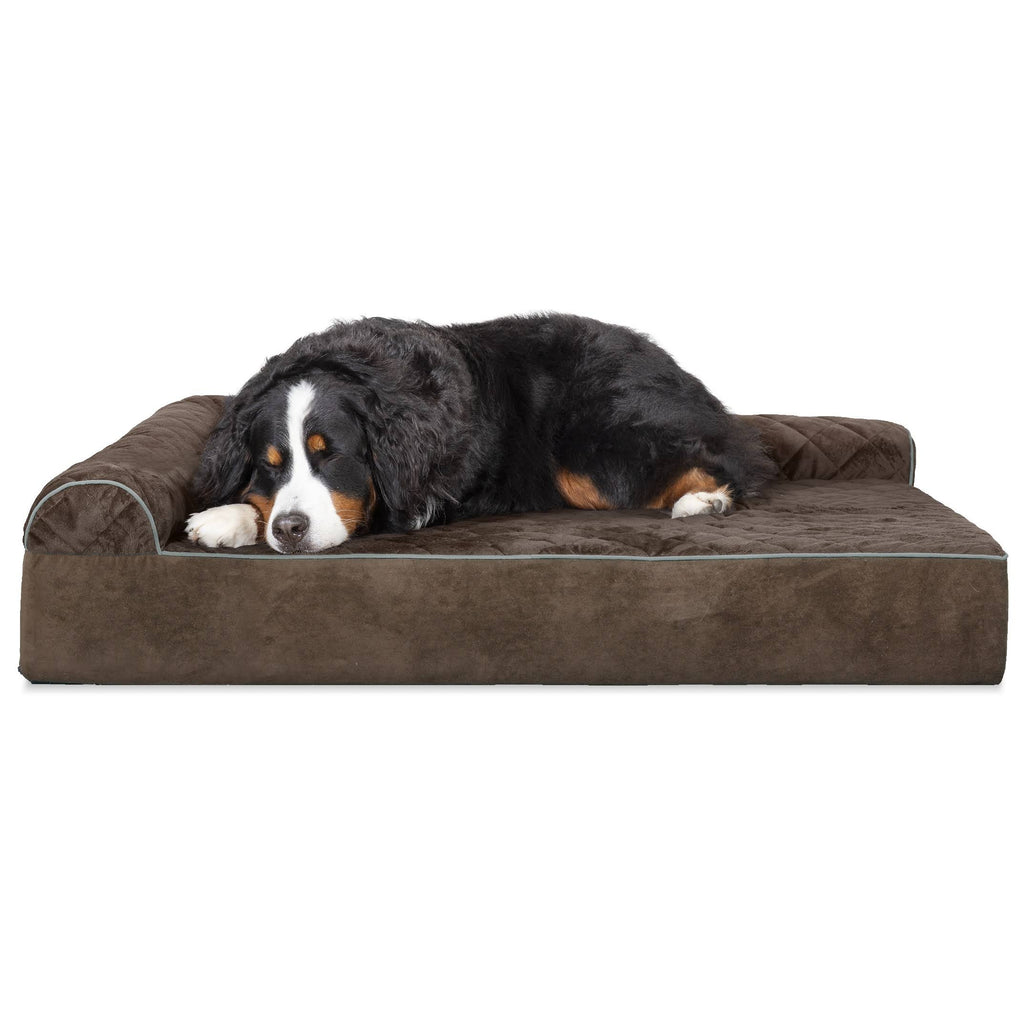 Espresso Velvet L-Chaise Dog Bed F618982