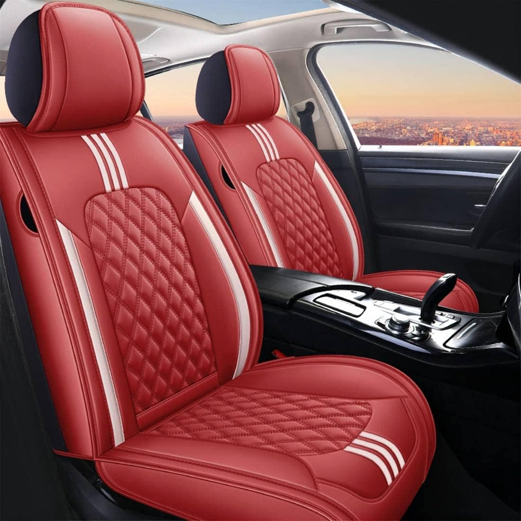 Red Leather Car Seat Covers Full Set S376