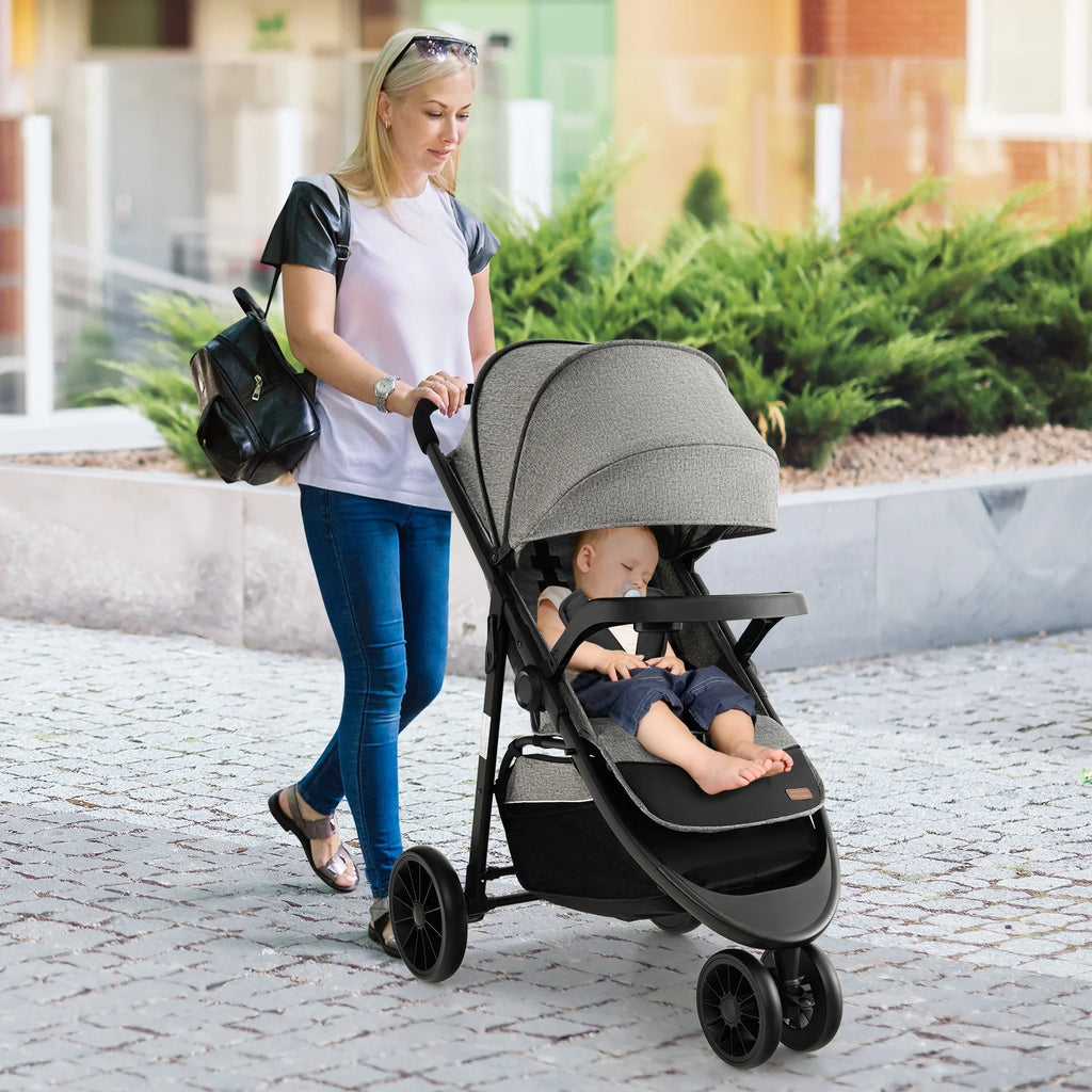 Baby Jogging Stroller Travel System with Adjustable Canopy Grey E622